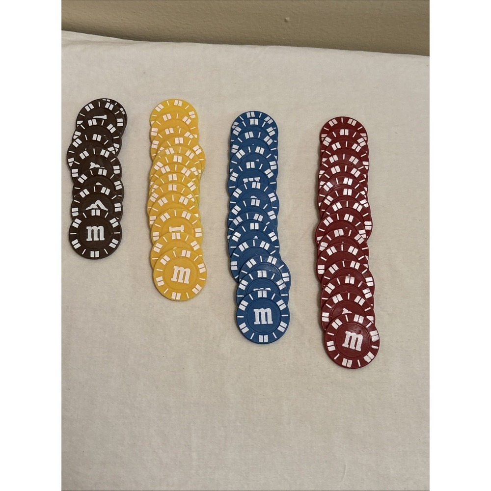M&Ms Candy Poker Playing Chips Lot of 49 Red Blue Yellow Brown Collectible